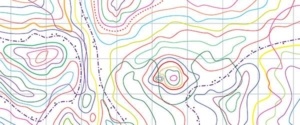 A map of the land with different colored lines.