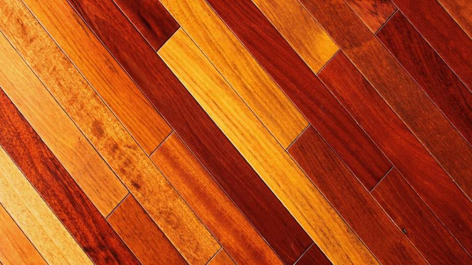 A close up of the wood floor with different colors