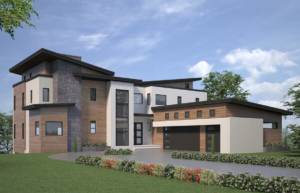 A rendering of the front of a house.