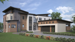 A rendering of the front of a house.