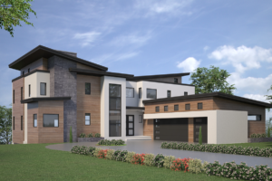 A rendering of the front of a house.
